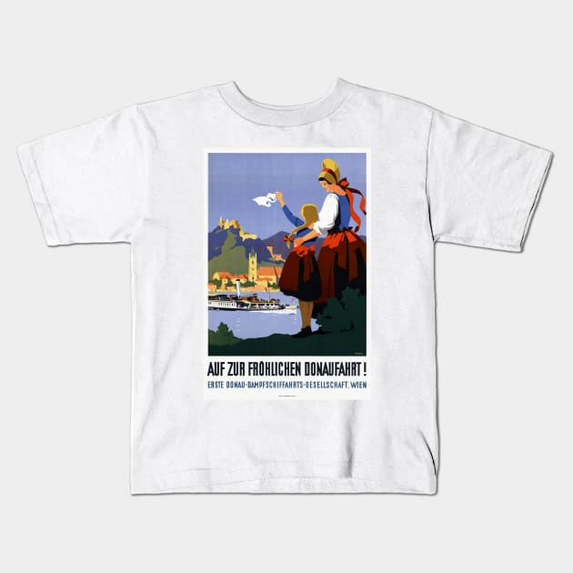 Donaufahrt Danube Austria Vintage Poster 1935 Kids T-Shirt by vintagetreasure